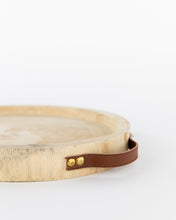 Load image into Gallery viewer, Carved Paulownia & Leather Tray