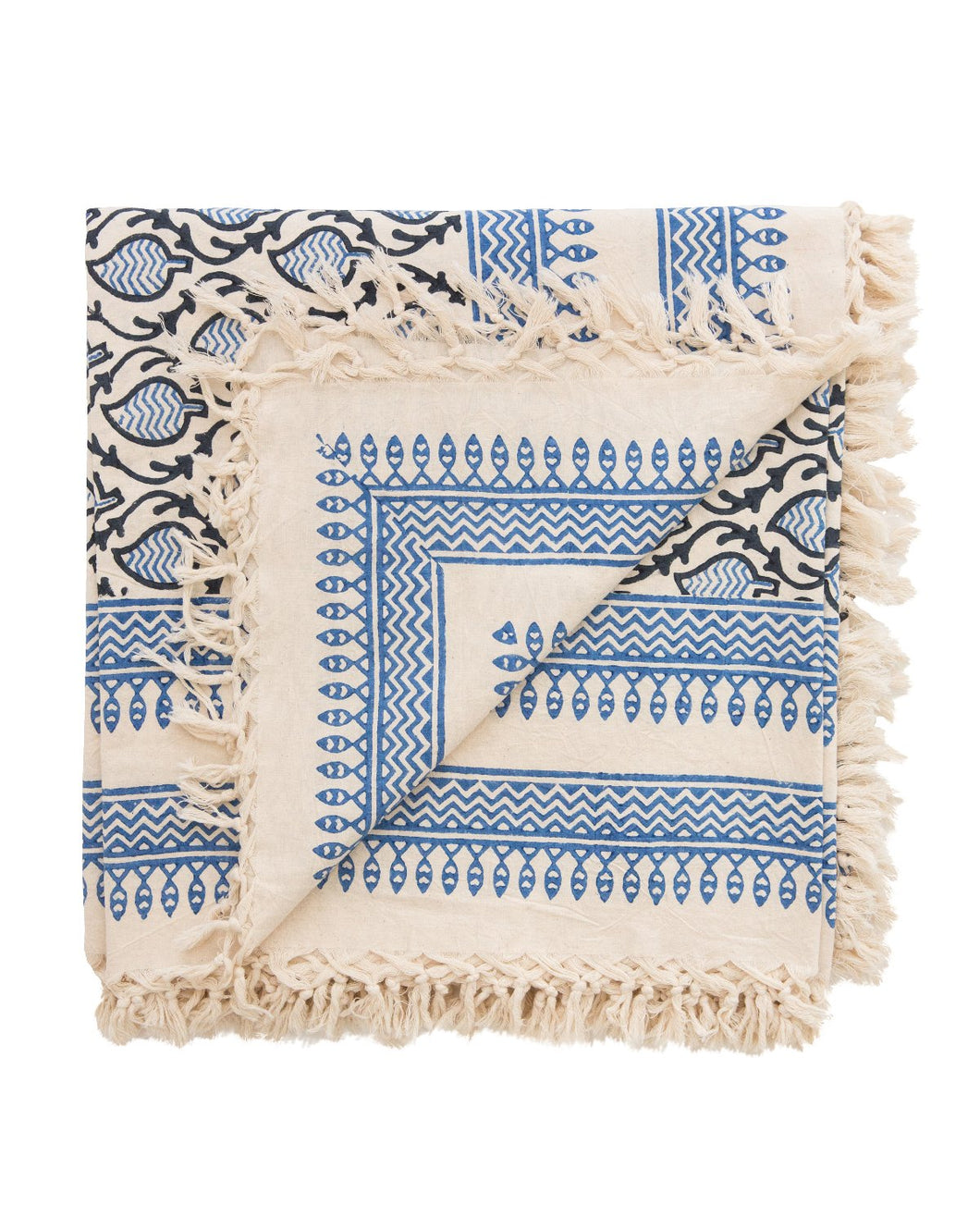 Blue & White Patterned Tablecloth